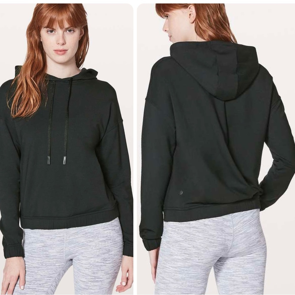 Lululemon Twisted & Tucked Crossover Back Pullover Hoodie Black size 6